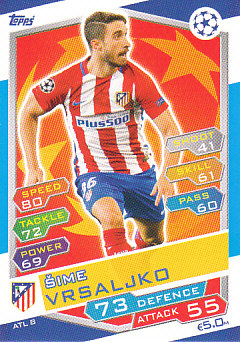 Sime Vrsaljko Atletico Madrid 2016/17 Topps Match Attax CL #ATL08